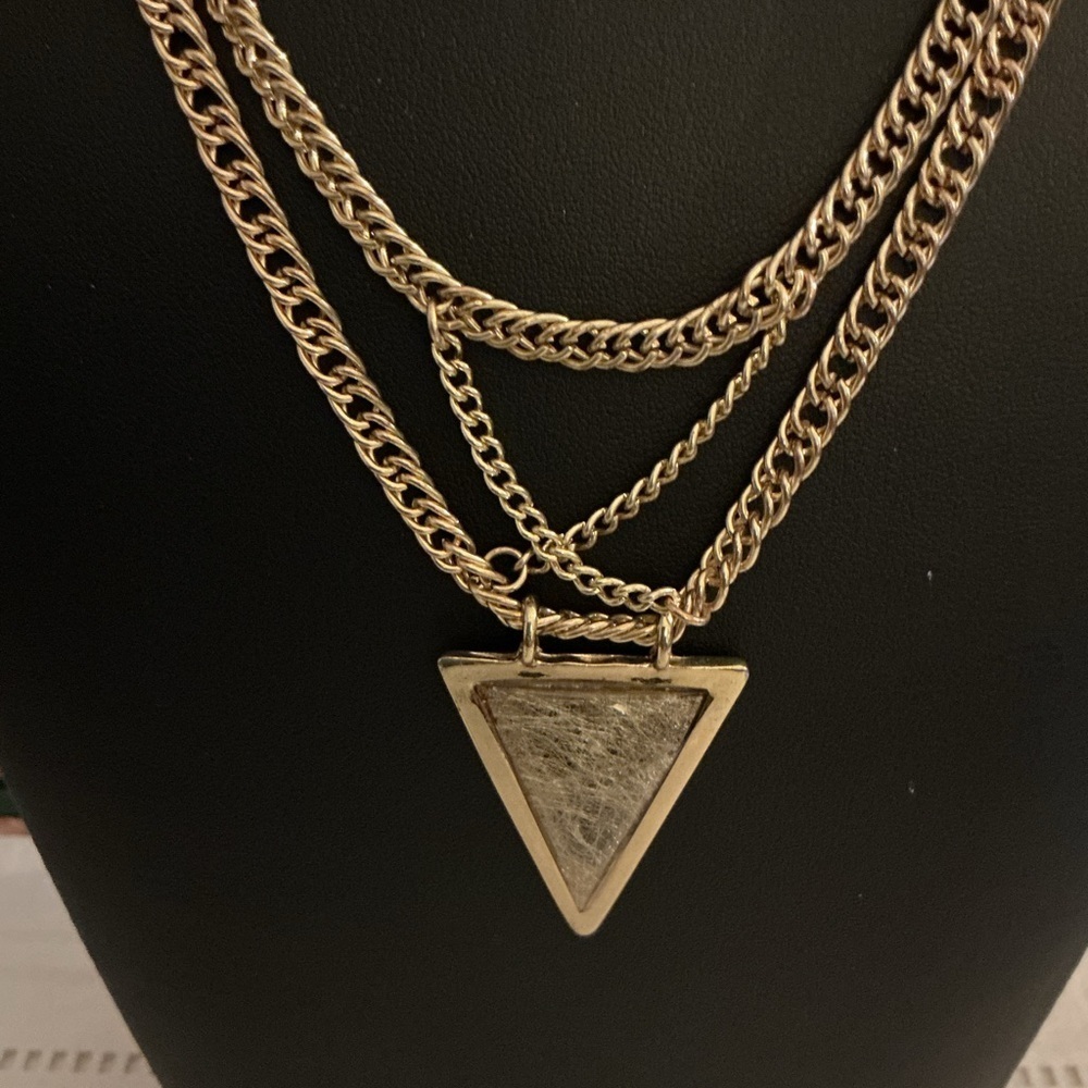 Saks Fifth Avenue Gold Tone Layered Triangle Necklace